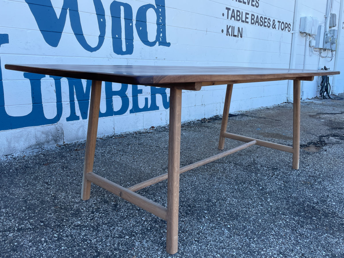Walnut Dining Table White Oak Base // 7' x 3' (made to order) OddWood Lumber